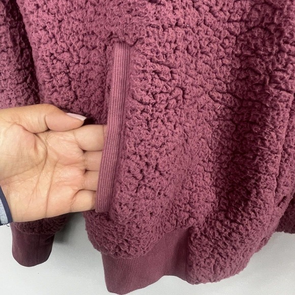 Zella Mauve Pink Teddy Bear Sherpa Jacket Size L Snap Button - Picture 6 of 13